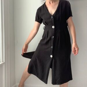 simple tailored linen pleated dress